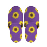 Purple Sunflower Pattern Print Slippers