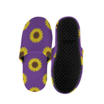 Purple Sunflower Pattern Print Slippers
