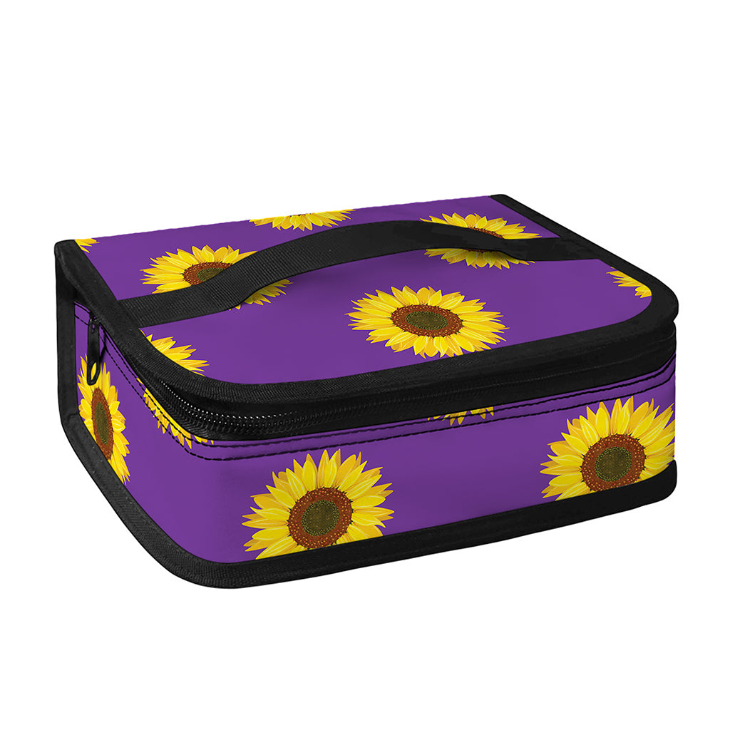 Purple Sunflower Pattern Print Small Lunch Bag