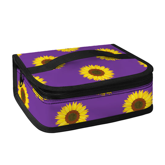 Purple Sunflower Pattern Print Small Lunch Bag
