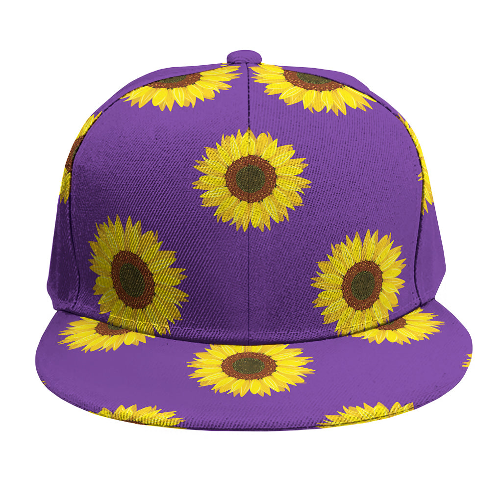 Purple Sunflower Pattern Print Snapback Cap