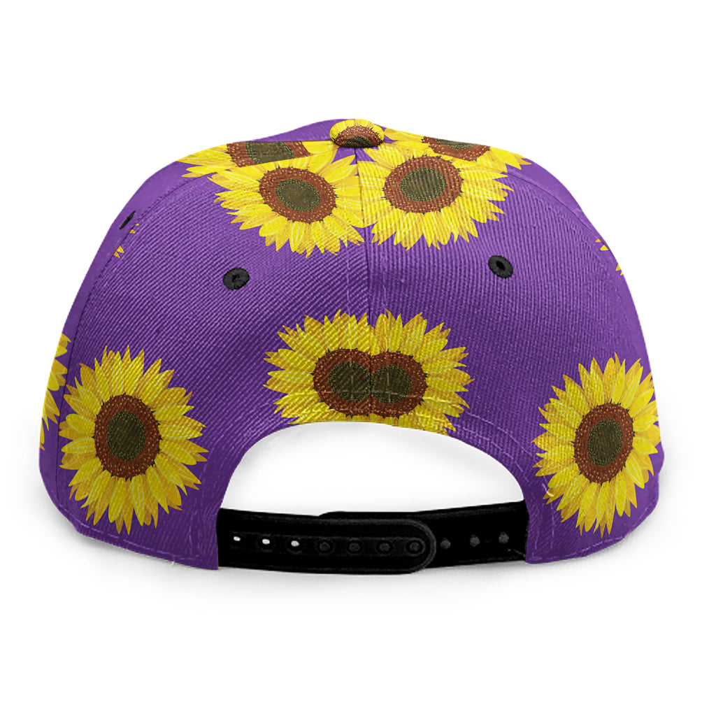 Purple Sunflower Pattern Print Snapback Cap