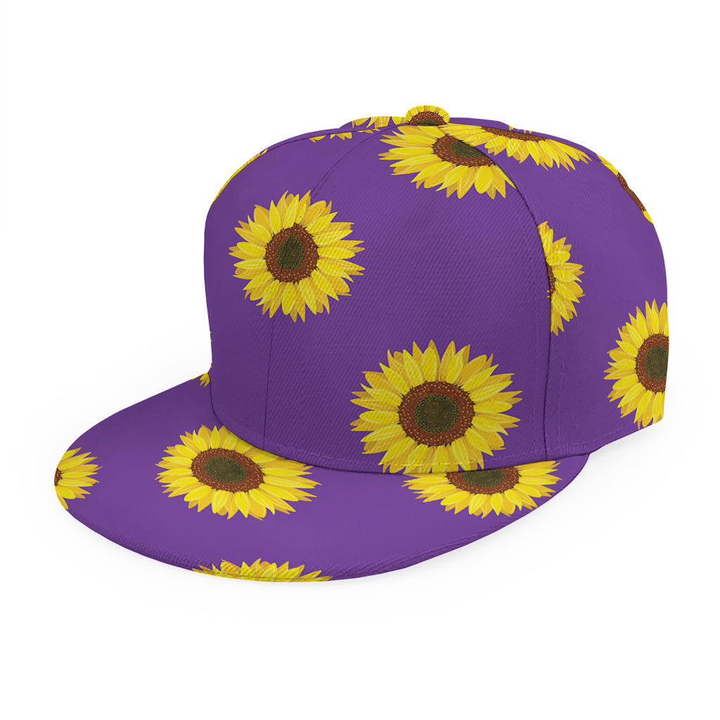 Purple Sunflower Pattern Print Snapback Cap