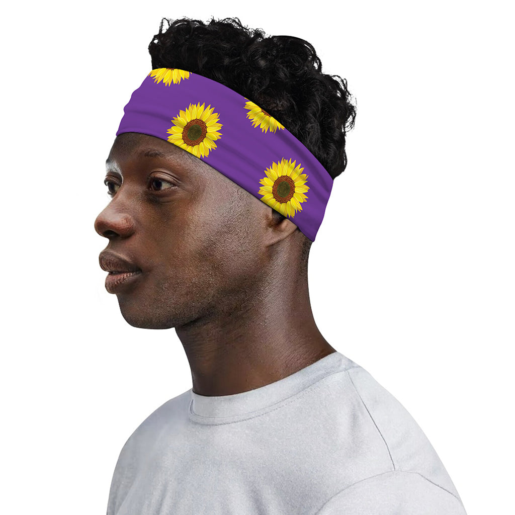 Purple Sunflower Pattern Print Sports Headband