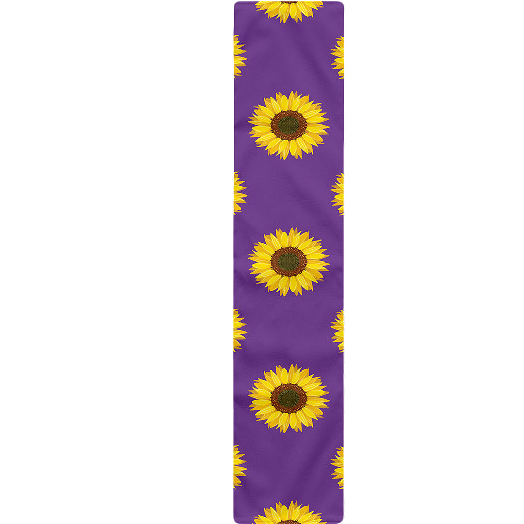Purple Sunflower Pattern Print Table Runner