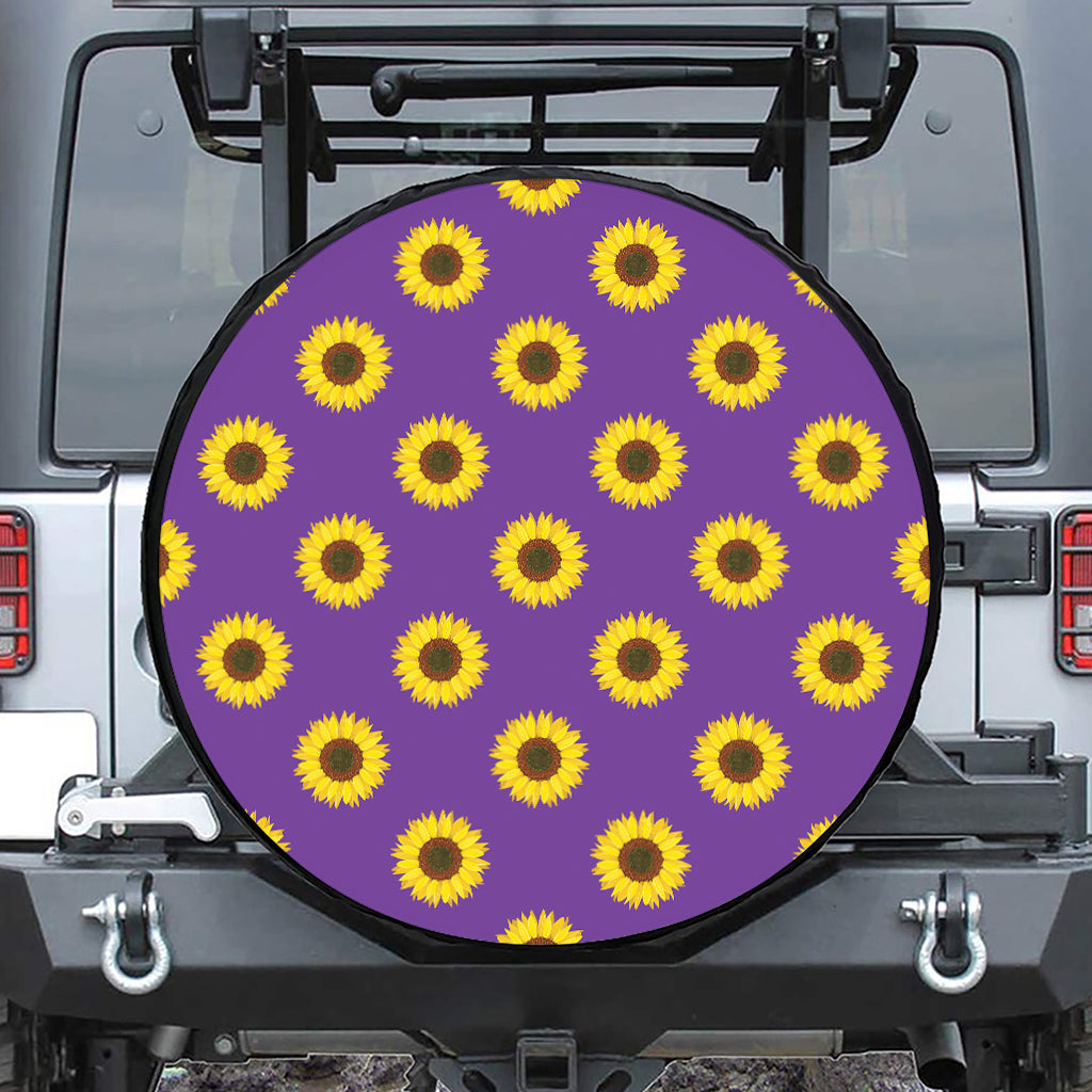Purple Sunflower Pattern Print Tire Cover