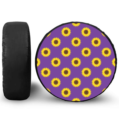 Purple Sunflower Pattern Print Tire Cover