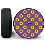 Purple Sunflower Pattern Print Tire Cover With Camera Hole