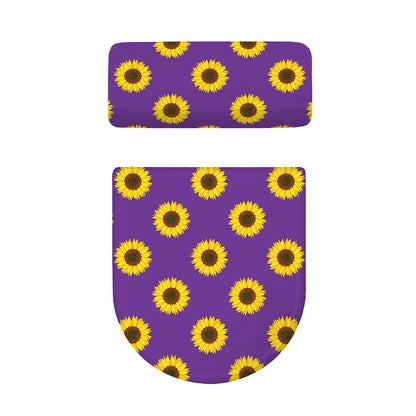 Purple Sunflower Pattern Print Toilet Lid And Tank Cover Set