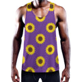 Purple Sunflower Pattern Print Men's Workout Tank Top