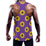 Purple Sunflower Pattern Print Training Tank Top