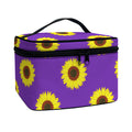 Purple Sunflower Pattern Print Travel Makeup Bag