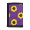 Purple Sunflower Pattern Print Trifold Wallet