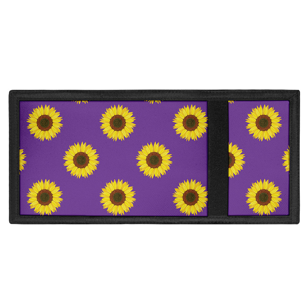 Purple Sunflower Pattern Print Trifold Wallet