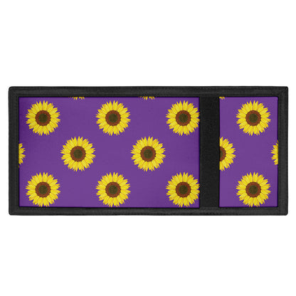 Purple Sunflower Pattern Print Trifold Wallet