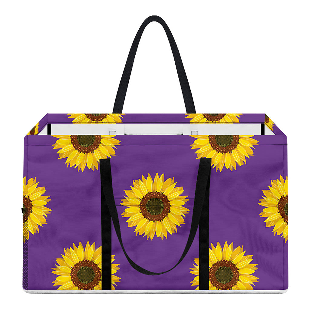 Purple Sunflower Pattern Print Utility Tote Bag