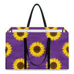 Purple Sunflower Pattern Print Utility Tote Bag