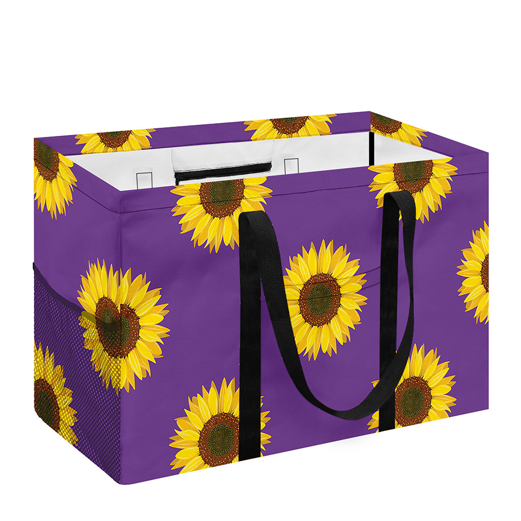 Purple Sunflower Pattern Print Utility Tote Bag