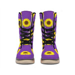 Purple Sunflower Pattern Print Winter Boots