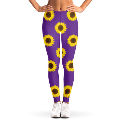 Purple Sunflower Pattern Print Women's Leggings