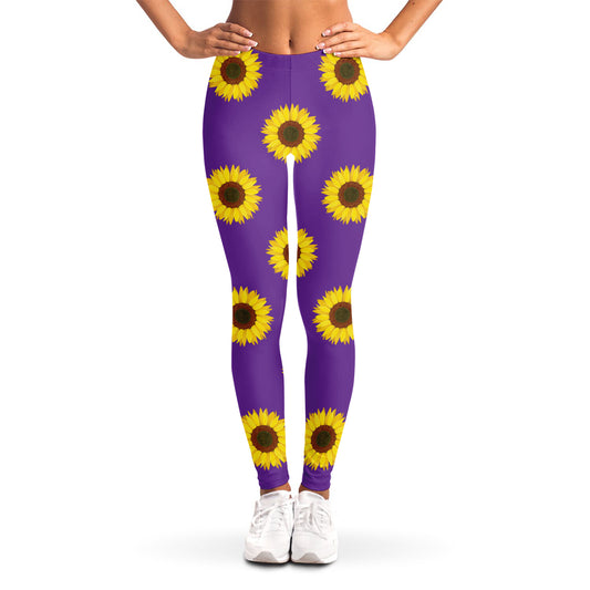 Purple Sunflower Pattern Print Women's Leggings
