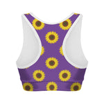 Purple Sunflower Pattern Print Women's Sports Bra