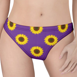 Purple Sunflower Pattern Print Women's Thong