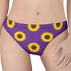 Purple Sunflower Pattern Print Women's Thong