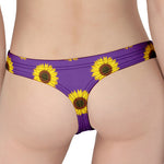 Purple Sunflower Pattern Print Women's Thong