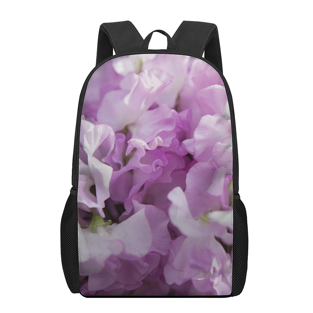 Purple Sweet Pea Print 17 Inch Backpack
