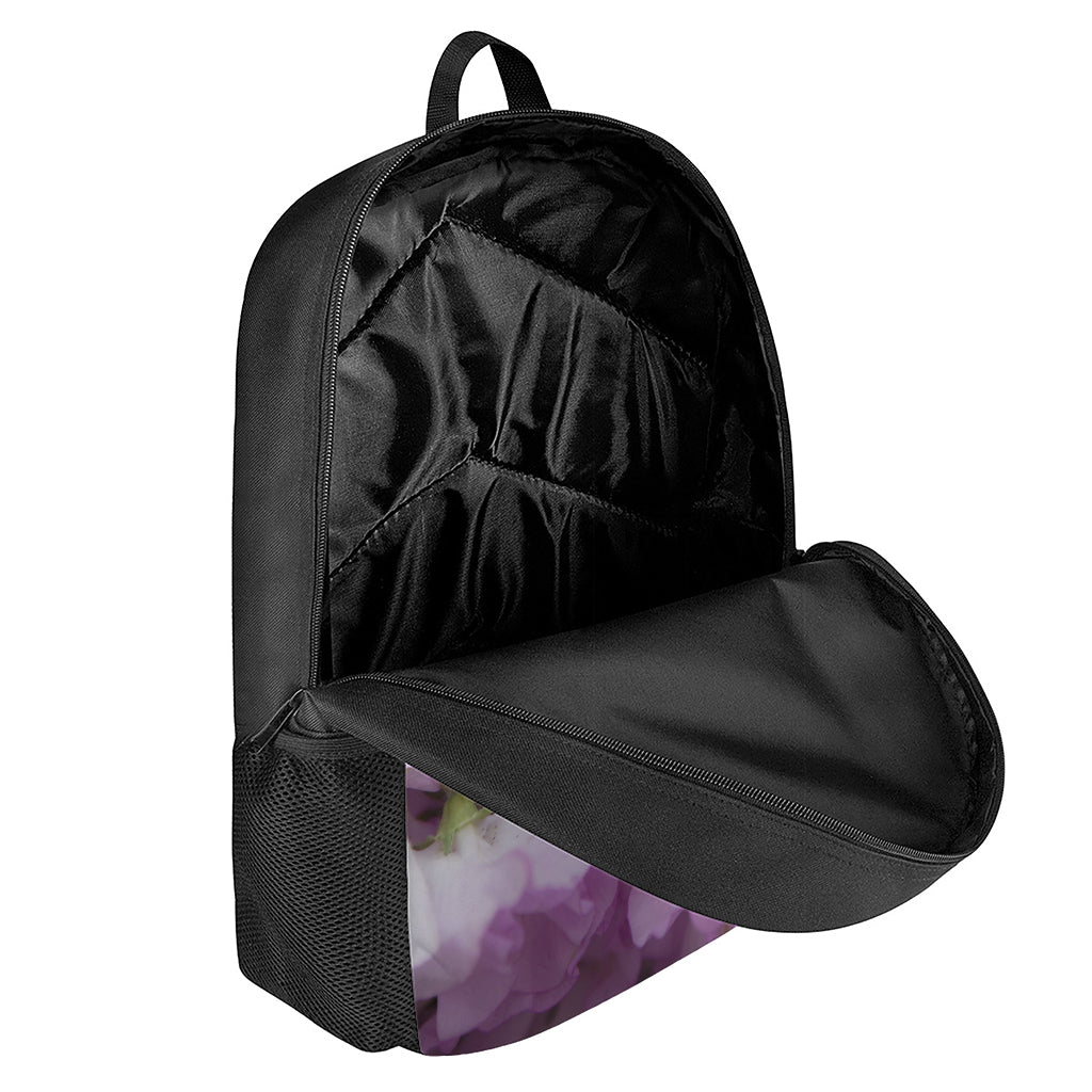 Purple Sweet Pea Print 17 Inch Backpack