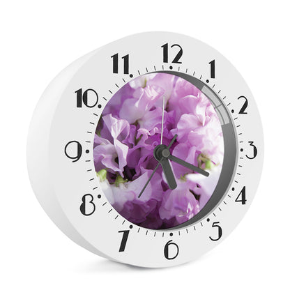 Purple Sweet Pea Print Alarm Clock