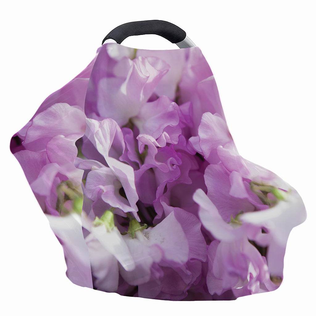 Purple Sweet Pea Print Baby Seat Cover