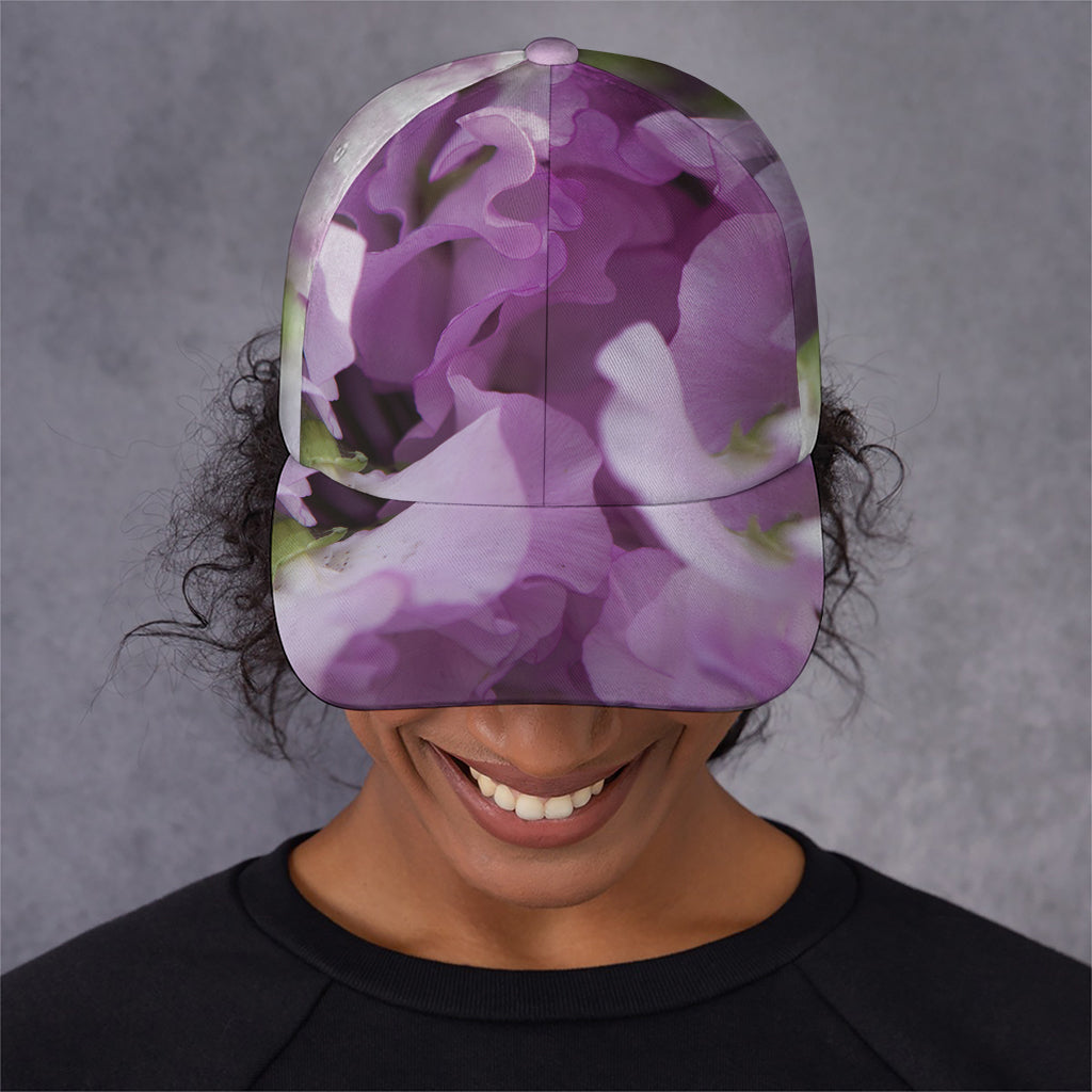 Purple Sweet Pea Print Baseball Cap