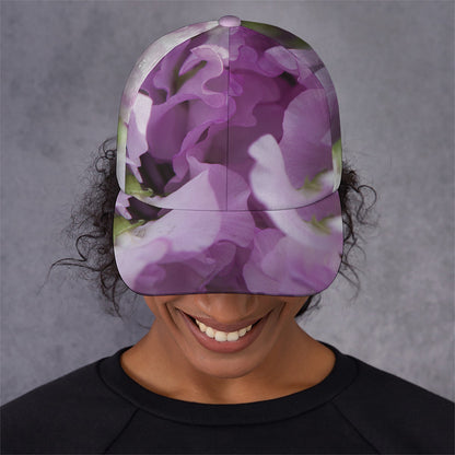 Purple Sweet Pea Print Baseball Cap