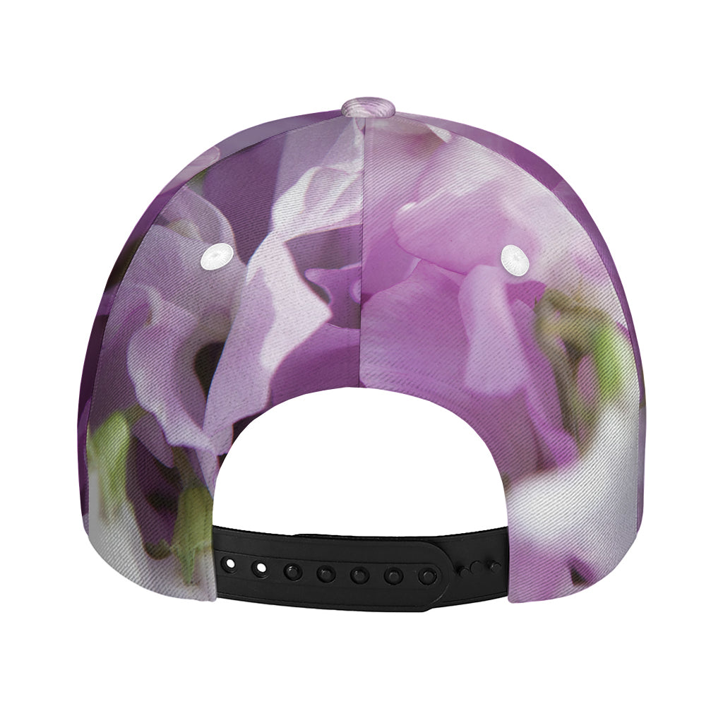 Purple Sweet Pea Print Baseball Cap