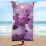 Purple Sweet Pea Print Beach Towel