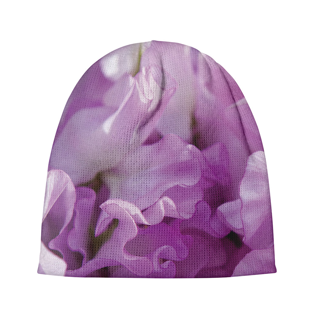 Purple Sweet Pea Print Beanie