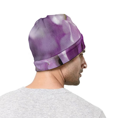 Purple Sweet Pea Print Beanie