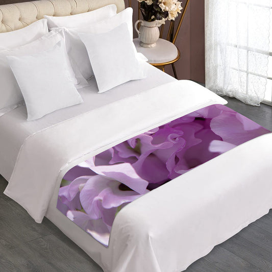 Purple Sweet Pea Print Bed Runner