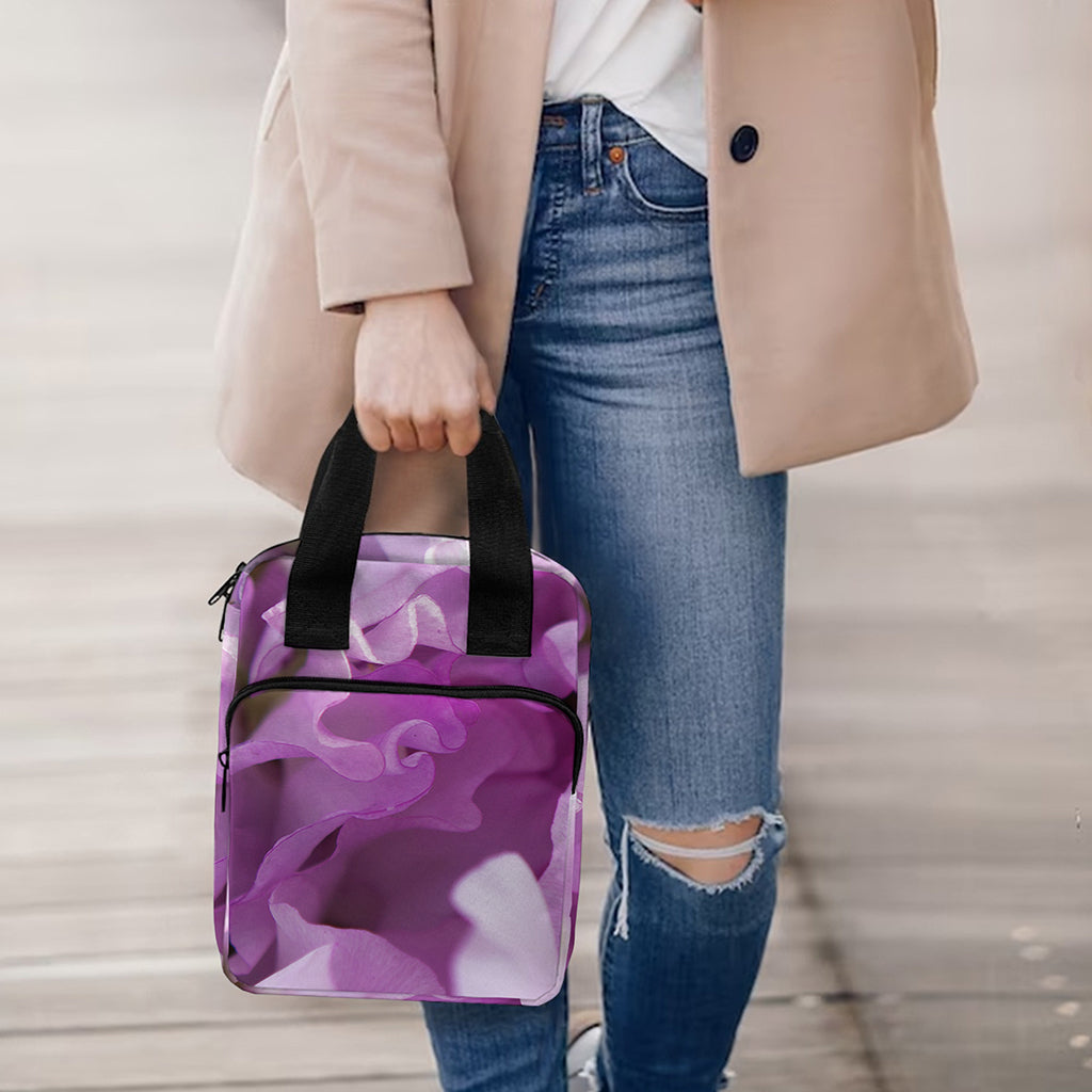 Purple Sweet Pea Print Bible Tote Bag