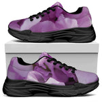 Purple Sweet Pea Print Black Chunky Shoes