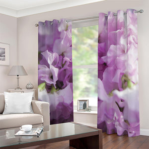 Purple Sweet Pea Print Blackout Grommet Curtains