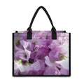 Purple Sweet Pea Print Canvas Tote Bag