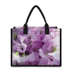 Purple Sweet Pea Print Canvas Tote Bag