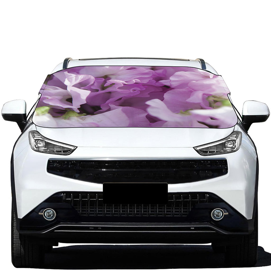 Purple Sweet Pea Print Car Windshield Snow Cover