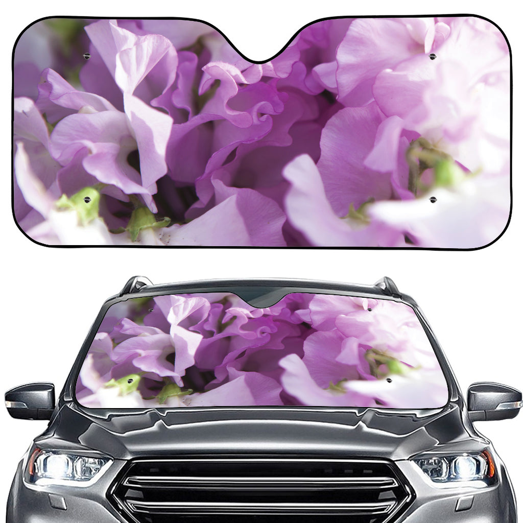 Purple Sweet Pea Print Car Windshield Sun Shade