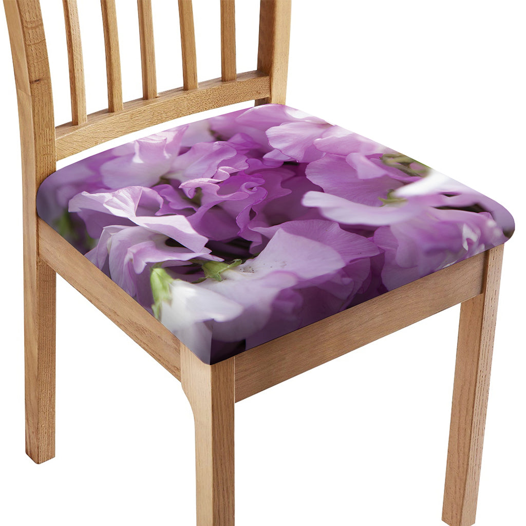 Purple Sweet Pea Print Chair Cushion Cover