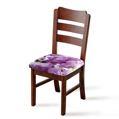 Purple Sweet Pea Print Chair Cushion Cover