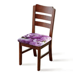 Purple Sweet Pea Print Chair Cushion Cover